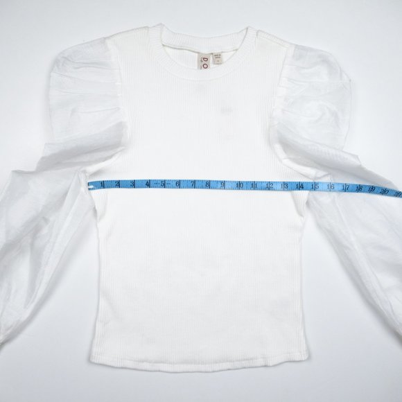 NWT Anthropologie DOLAN Left Coast Sheer-Sleeve Puff-Sleeve Top White - Small - Picture 5 of 14